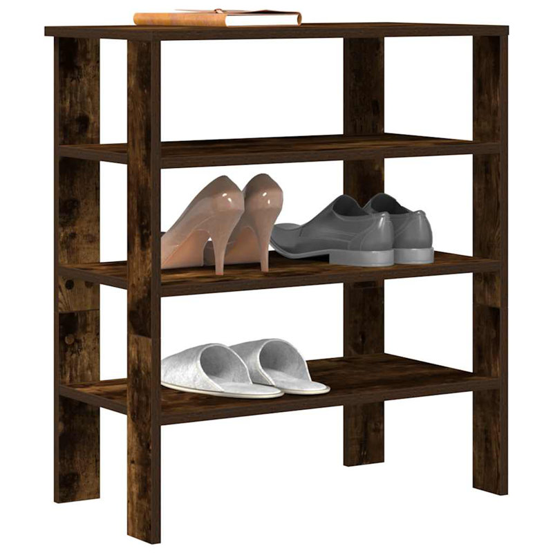 6 Pair Shoe Rack, Smoked Oak