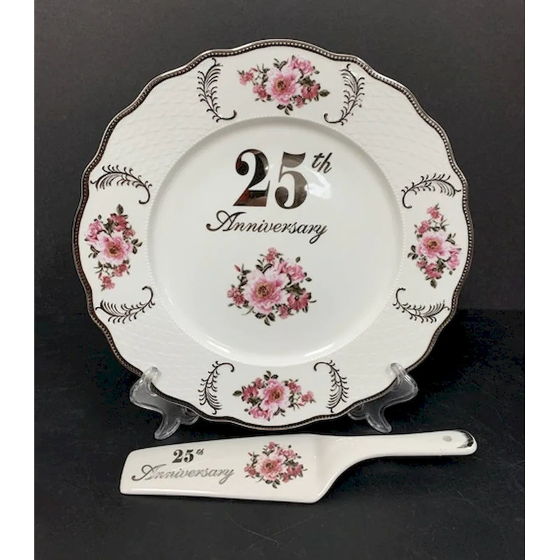 Plat à gâteau et assiette à gâteau Adcock 25Th Anniversary