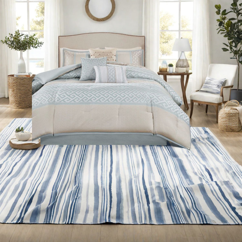Ensembles de literie Elegant Aqua, édredon en polyester, style chambre à coucher traditionnel
