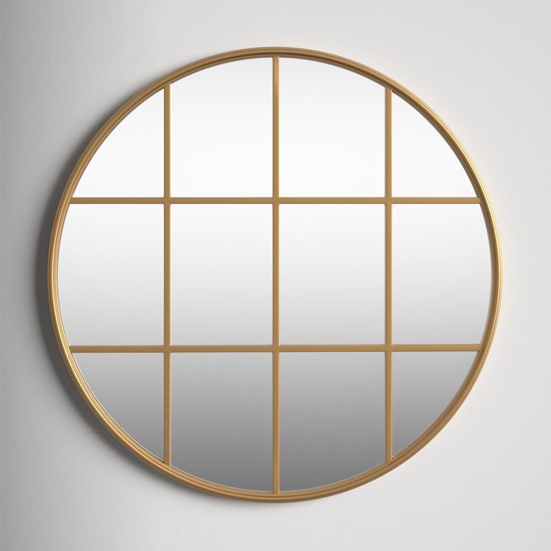Karle Metal Flat Wall Mirror, Brass, 31.5" x 31.5"