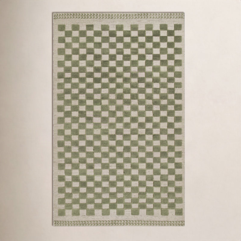 Rafaela Wool Checkered Indoor Rug, Rectangle 6'3" x 9'