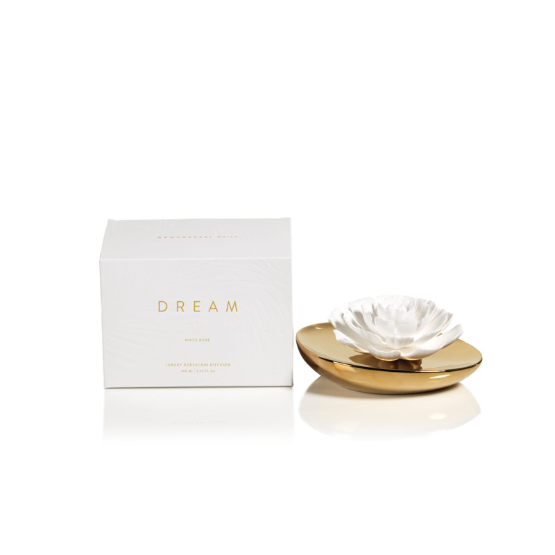Gold & White Porcelain White Rose Reed Diffuser