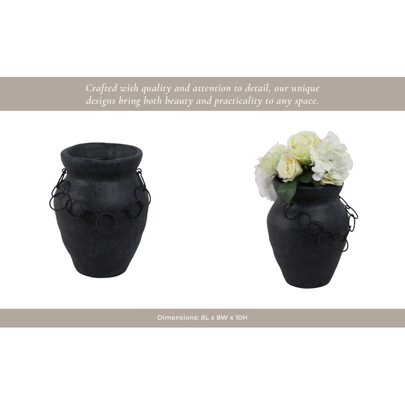 Handmade Clay Table Vase, 10" H x 8" W x 8" D