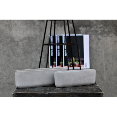 Pot de fleurs ovale bas en béton (lot de 8) - Intérieur/Extérieur