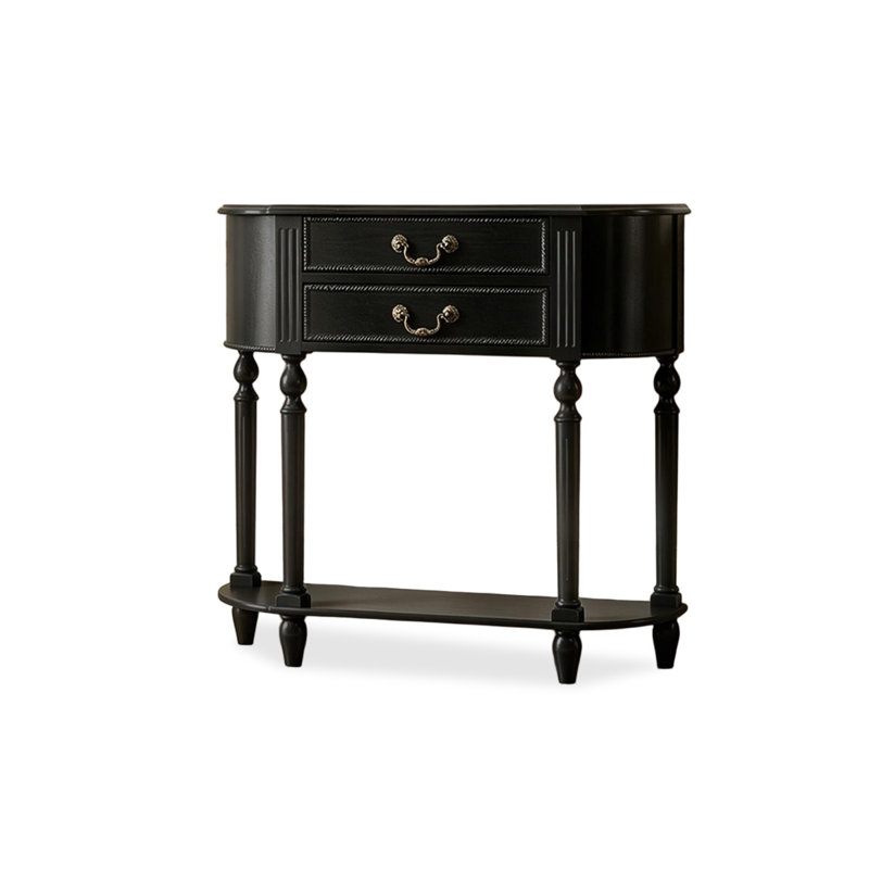 Black Solid Wood Rectangular Console Table