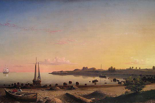 « scène fort » sur le port de gloucester-impression, H 24 po x l 36 po x P 1,5 po