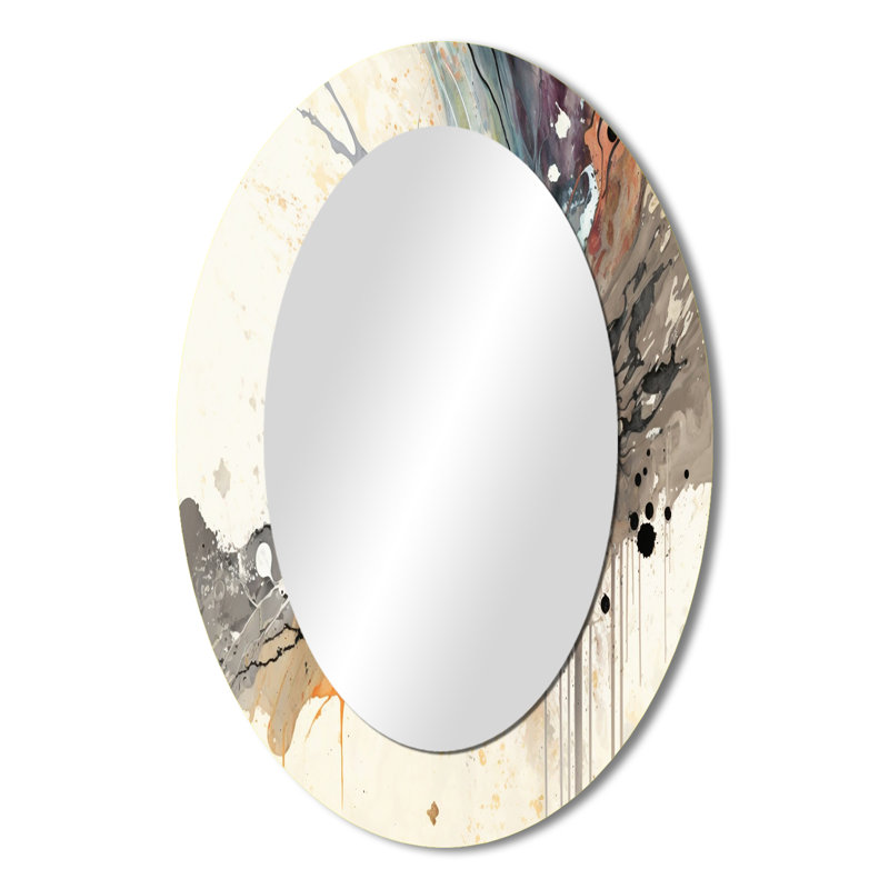 Jazz Rhythms In Shades Of Gray III - Black Modern Oval Wall Mirror, 36" x 24"