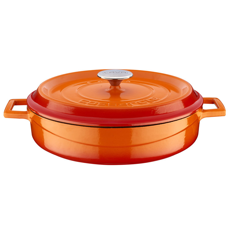 Braisière en fonte émaillée Lava 3,7 pintes Rond avec couvercle, Orange