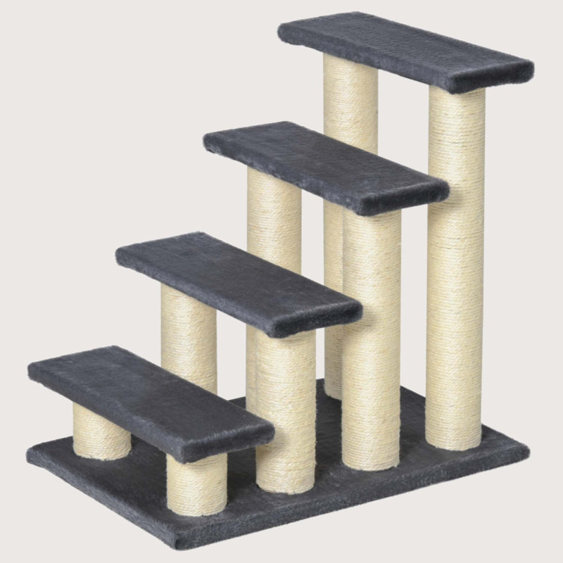 Gray Sisal Stair-Shaped Cat Tree with Scratching Posts