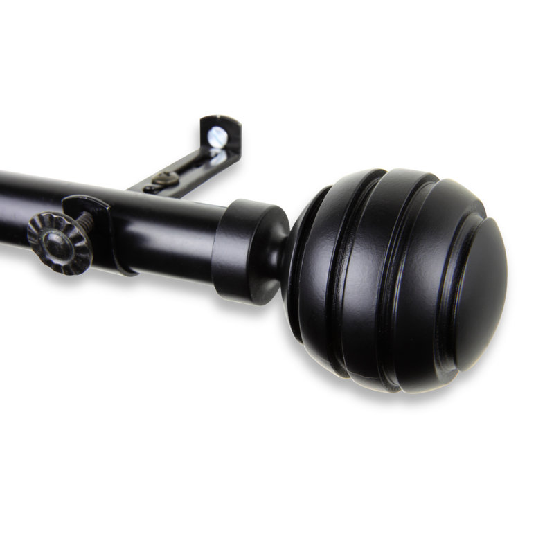Tringle à rideaux simple pour fenêtre à 4 côtés Pepin, Noir, 28 po à 48 po (chaque côté)