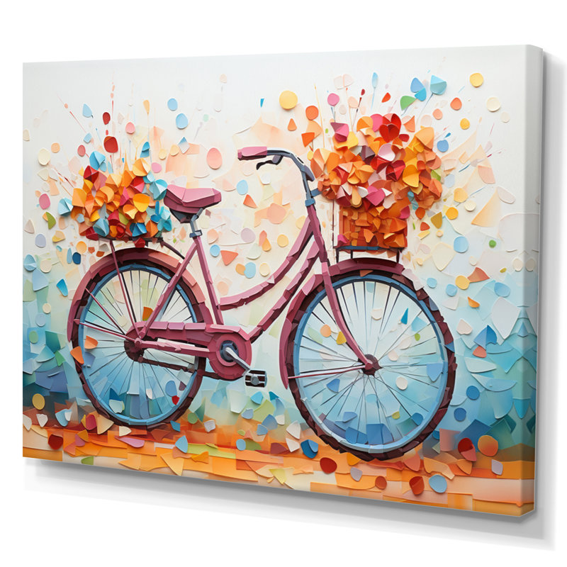 Vélo, pédales harmonieuses pointillisme III - transport, reproduction d'art sur toile, H 16 po x l 32 po x P 1 po