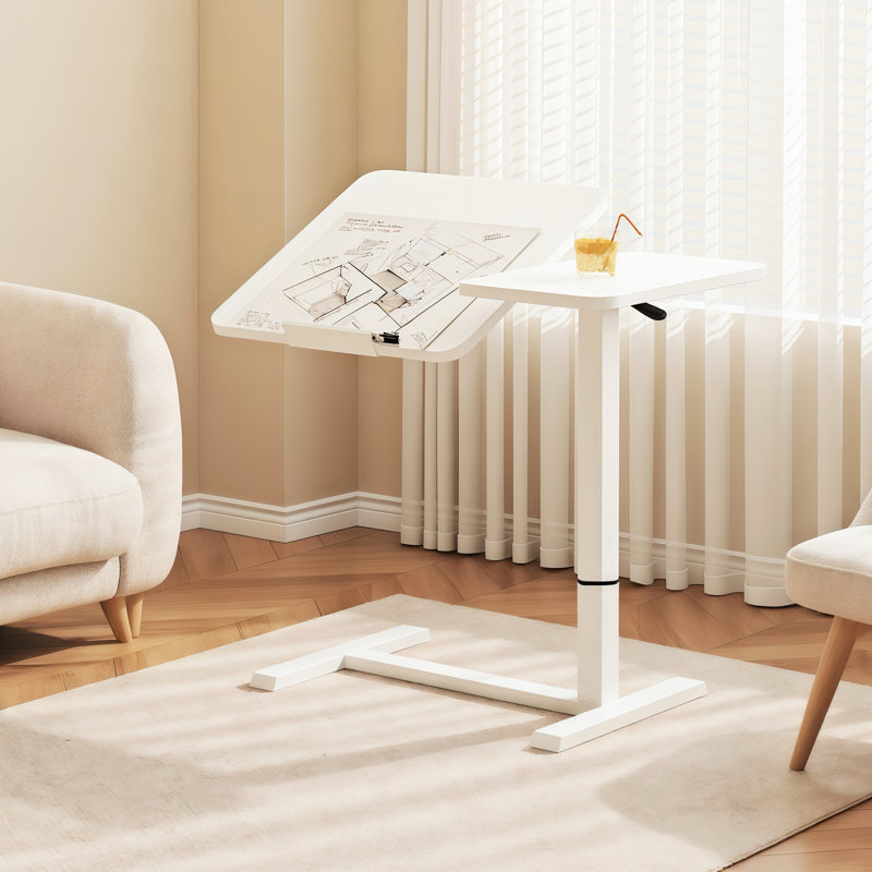 Bureau de chevet blanc, support mobile pour ordinateur portable, table réglable en hauteur pour travailler, coffre-fort et polyvalent, travail confortable