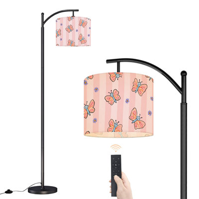 Arc Floor Lamp seamless design flowers butterflies Floor Lamps with Remote LED Lights Adjustable Lamp Shades Tall Standing Lamps for Reading Office Living Room