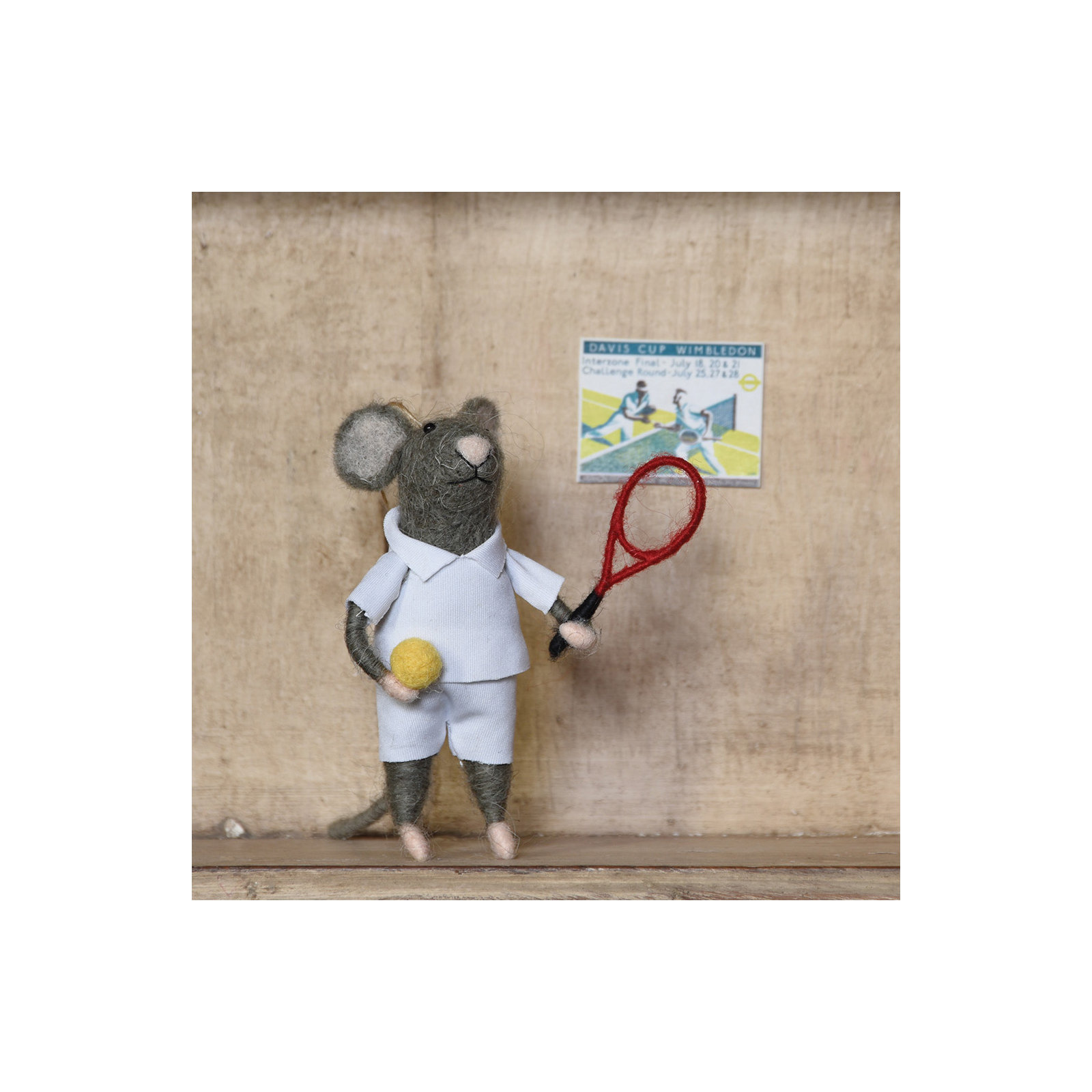 Tennis Player Guy Mouse Hanging Figurine Ornament