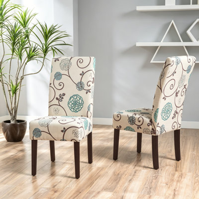 Ensemble de 2 chaises de salle à manger, tissu beige, coussins moelleux, bois d'hévéa noir