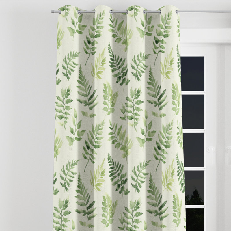 Coastal Curtains for bedroom - Floral Fern Whisper Grommet Curtain - 1 Panel, 52" W x 63" L, Silver Grommets