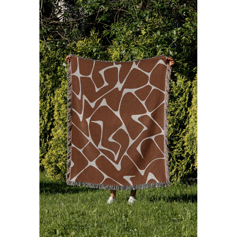 Jeté 100% coton abstrait Mola, L 60 po x l 60 po, Brun rouille