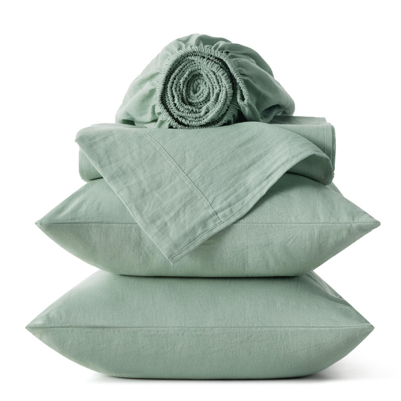 Draps en mélange de coton et lin Essential Essentials pour toutes les saisons, Vert sauge