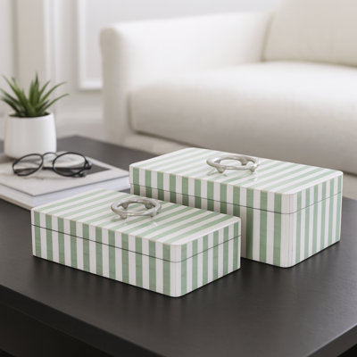 Boîtes de rangement Caladendra en bois de résine avec poignées métalliques Glam