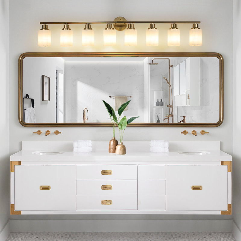 Éclairage pour meuble-lavabo 8 lumières 52 po Golden Modern 52 po (ampoule non incluse), Doré, 8 lumières