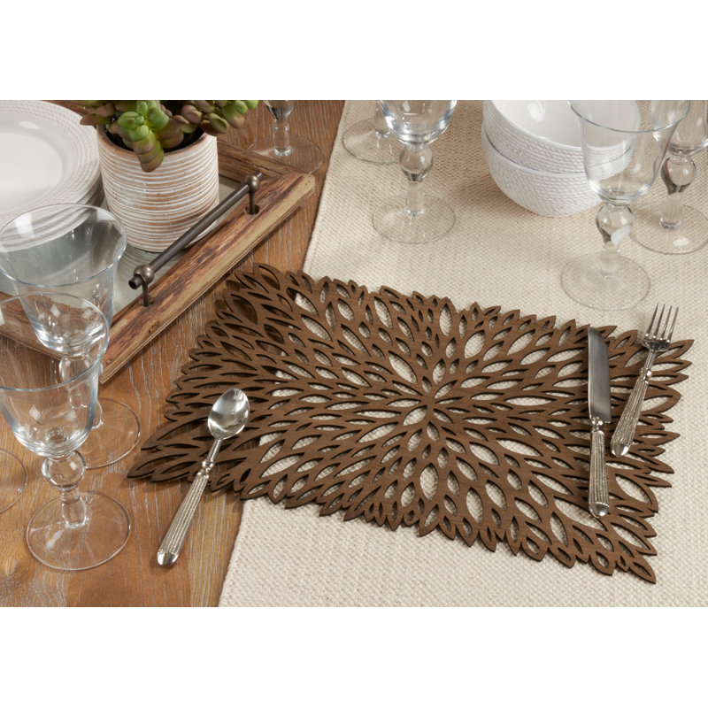 Brown Laser Cut Hardboard Rectangle Placemats, Set of 4