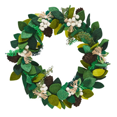 Wool Felt Maple Leaf and Berries Wreath
