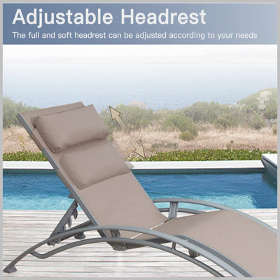 Ensemble moderne de 2 chaises de patio inclinables avec dossier réglable et coussin amovible