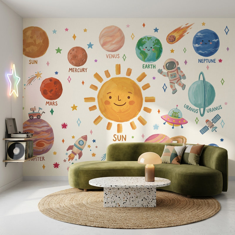 Astronaute, papier peint flottant, décoration murale, espace galaxie, Non tissé, 200 po x 120 po