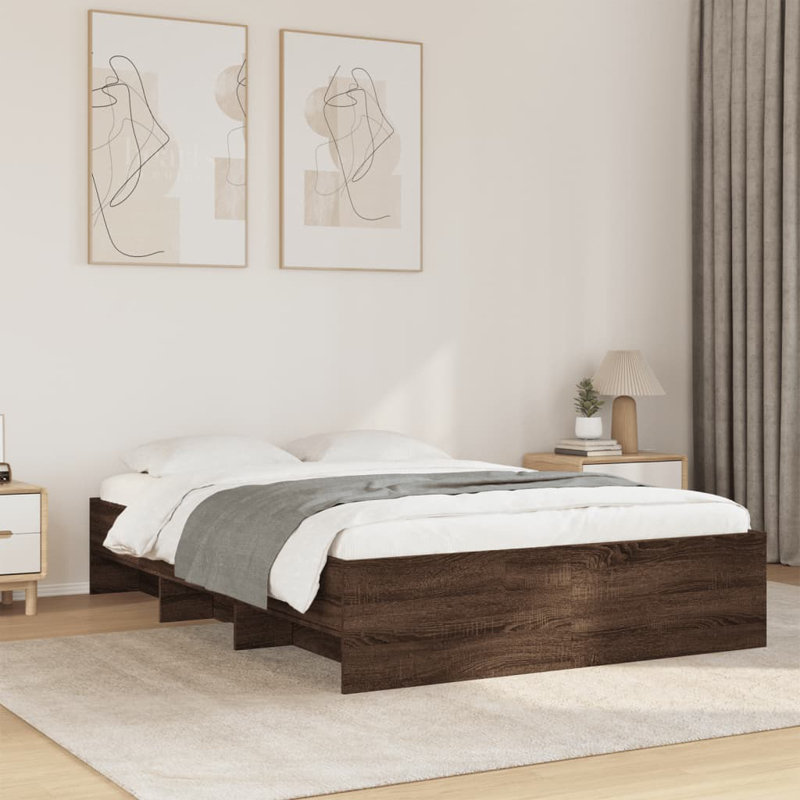 Bed, European Double (140 x 200 cm), Brown Oak