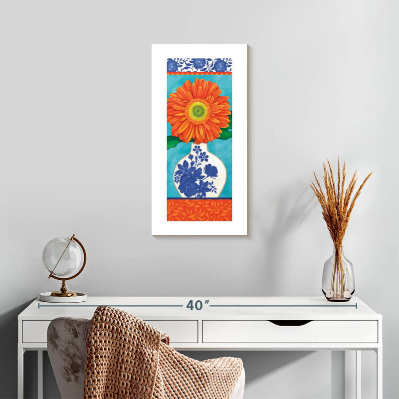 Blooming Orange Daisy, 24" H x 12" W