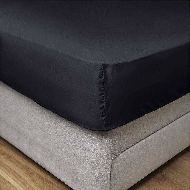 Aerona 200 Thread Count Microfiber Brushed Fitted Sheet, Black, Kingsize (5')