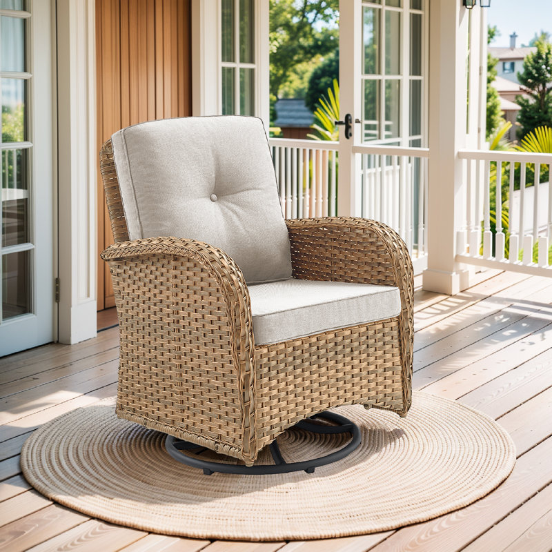 Chaise berçante pivotante avec coussins Braxleigh, Brun, Beige