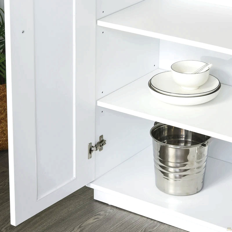 Armoire autoportante moderne Kitchen Pantry, Blanc