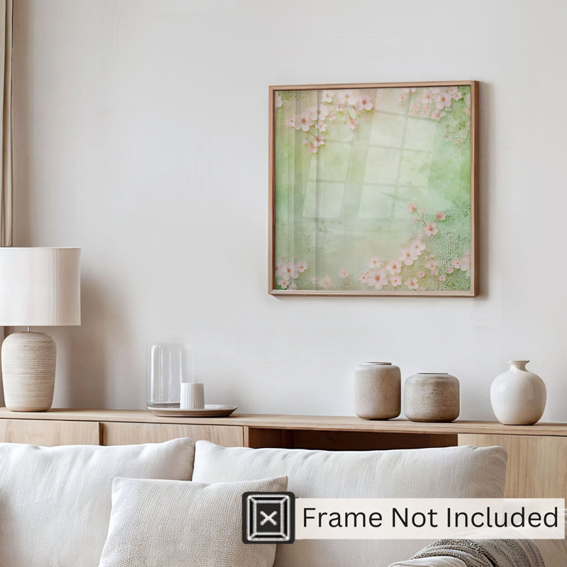 Impression florale d'inspiration asiatique zen, H 24 po x l 24 po