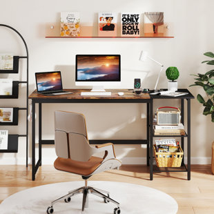 Metal Base Computer Desk with Power Outlet