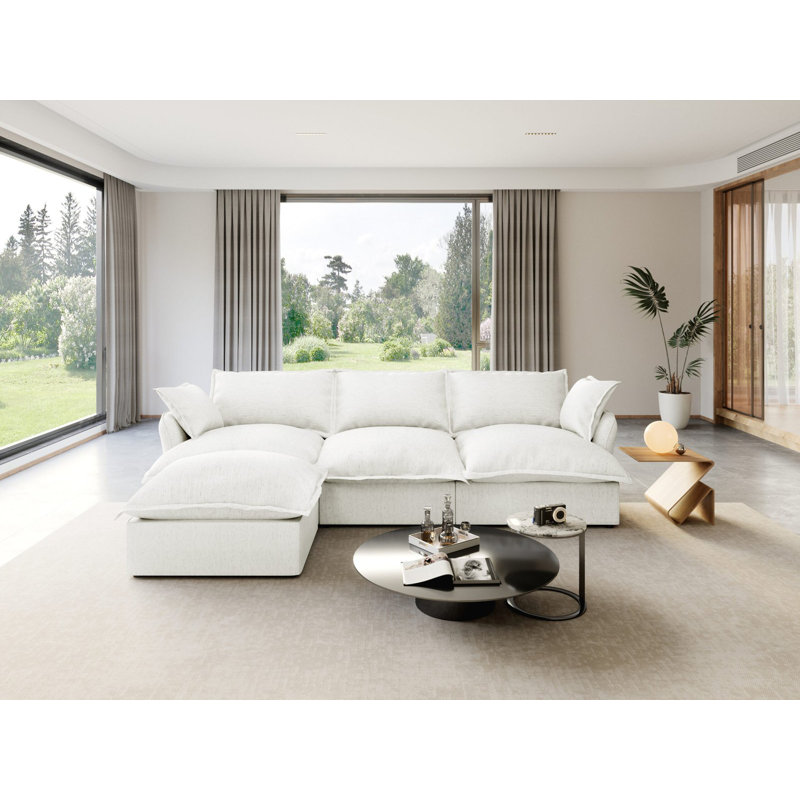 Modular Sectional Couch Down Filled Sofa, Comfty Convertible Deep Seat Cloud Couch For Living Room, Detachable Washable Couches Cushion Covers