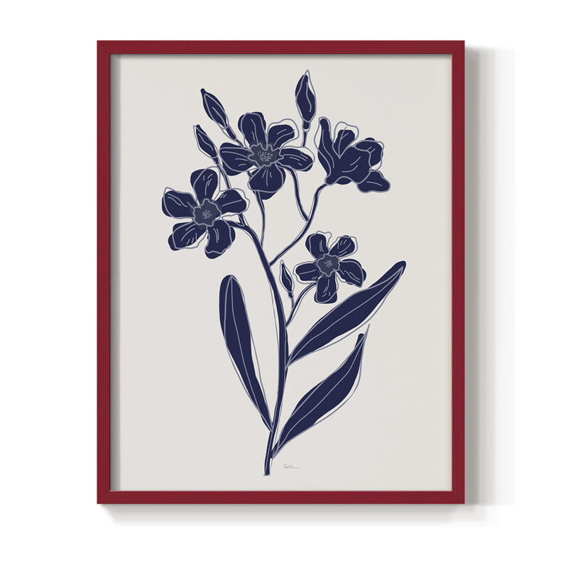 Indigo Botanical Study II, reproduction encadrée - bois massif, H 30 po x l 24 po, Rouge