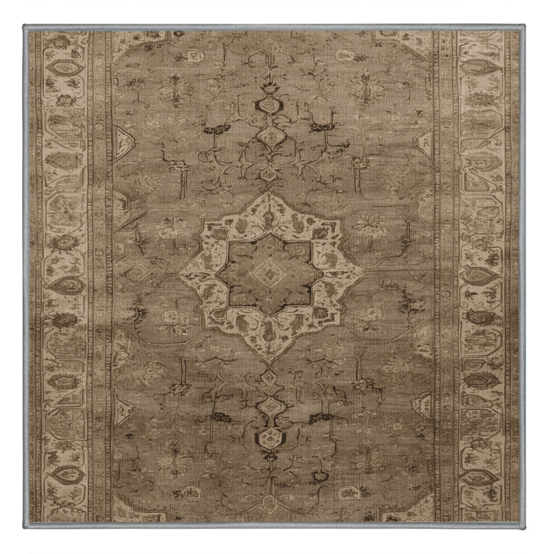 Machine Washable Persian Gray Area Rug, Square 7'