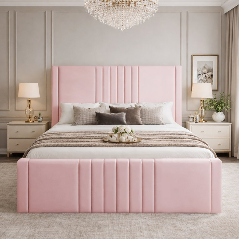 Haisley Upholstered Storage Bed Frame, Small Double (4'), Pink