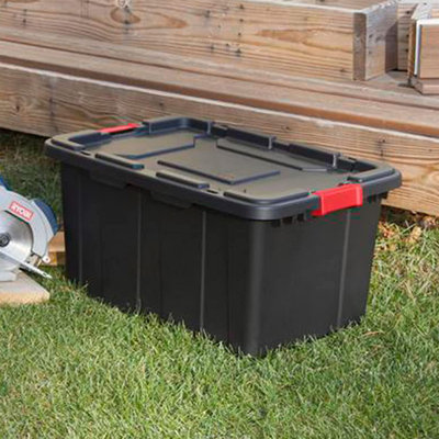 Sterilite Durable Rugged Industrial Tote with Red Latches