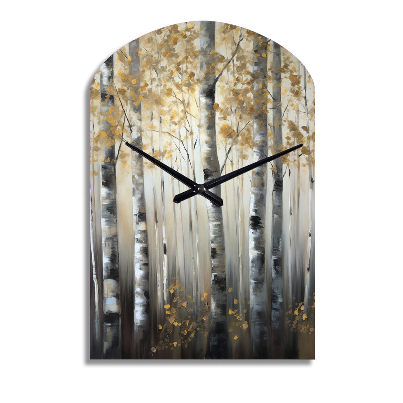 Horloge murale Birch Tree Forest Wonderland V - Tree, Moyenne