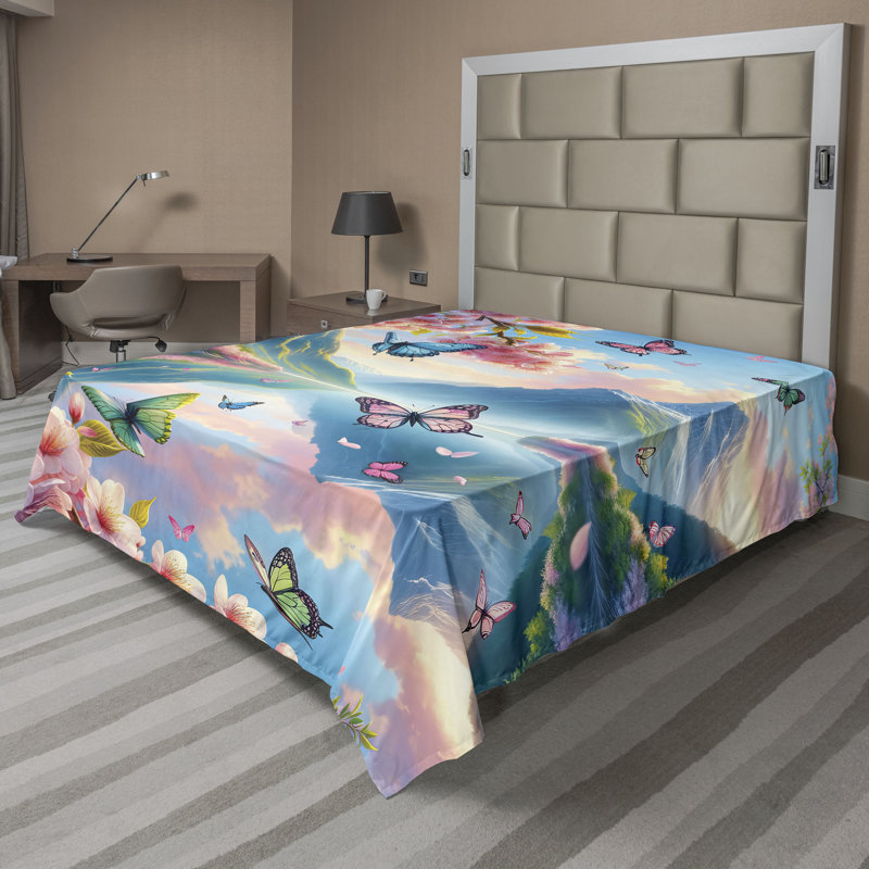 Polyester Floral Flat Sheet, Queen Flat Sheet