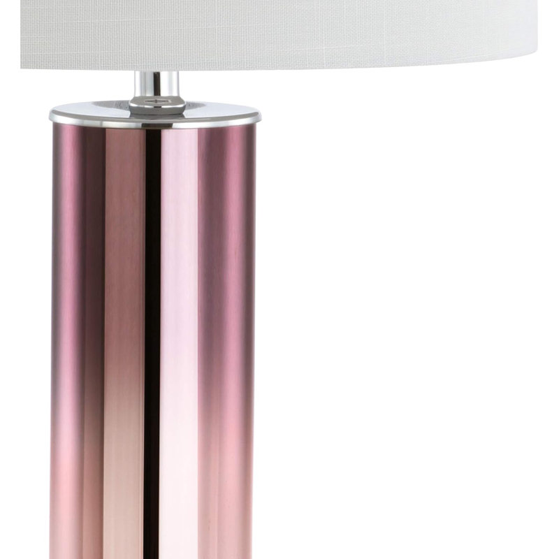Led Table Lamp With Glass Base And Cotton Shade, Energy-Saving Bulb Included, Contemporary Design For Bedroom, Living Room, Office, And College Dorm