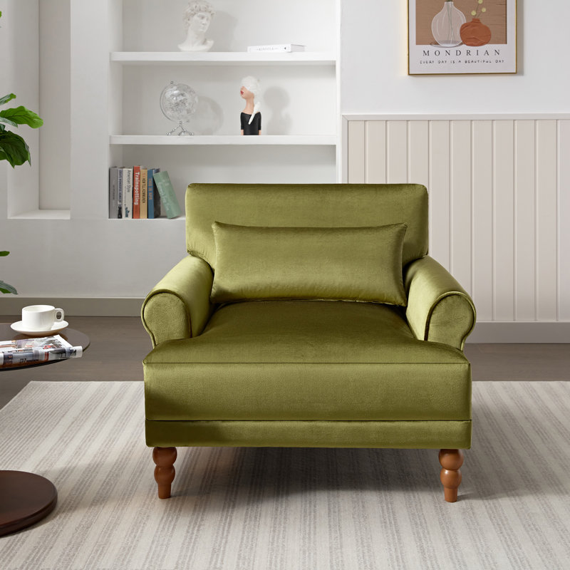 Accent Chair,Upholstered Living Room Chairs, Green Velvet