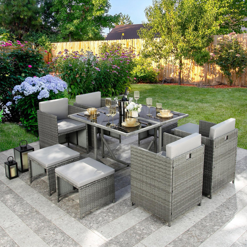 Mcabee 8 Person -Rattan Cube Dining Set - 110cm Long