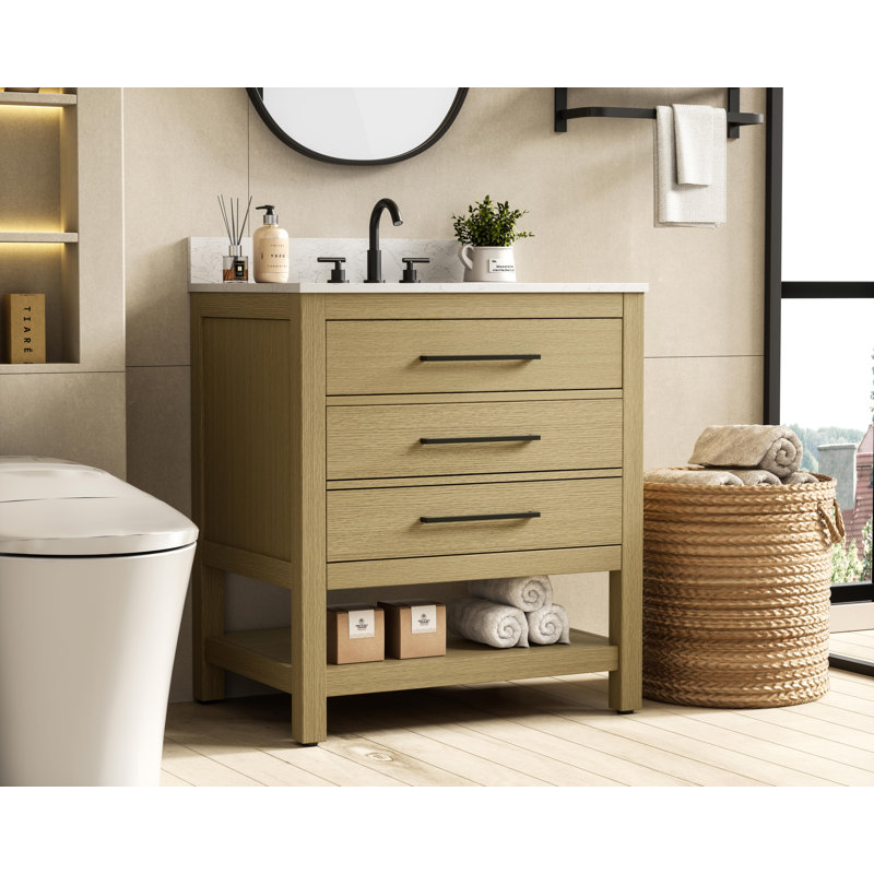 Meuble-lavabo simple 30 po_Moderne_VF60530-BS, Brun miel