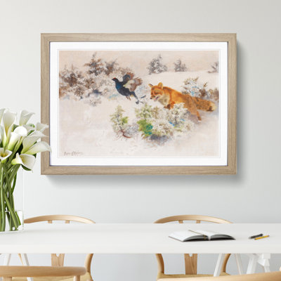 Fox Chasing Bird by Bruno Liljefors - Picture Frame Painting