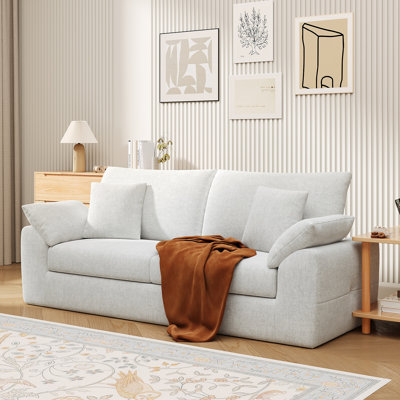 89.8 Inches Modern Loveseat Sofa for Living Room, Mid-Century Cloud Couch with 4 Pillows, Boneless Sofa for Small Spaces, No Assembly Required by Bay Isle Home
