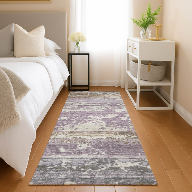 Machine Washable Indoor/Outdoor Lanphear ACN2398 Stripes Rug, Runner 2'3" x 7'6"