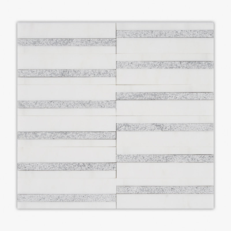 Thassos White, Flusso Blu Honed Warsaw Marble Mosaic